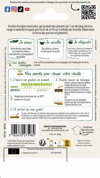 Potagères - Piment Jalapeño - Cuisine du Monde - MEDIA_PACKAGING_VERSO